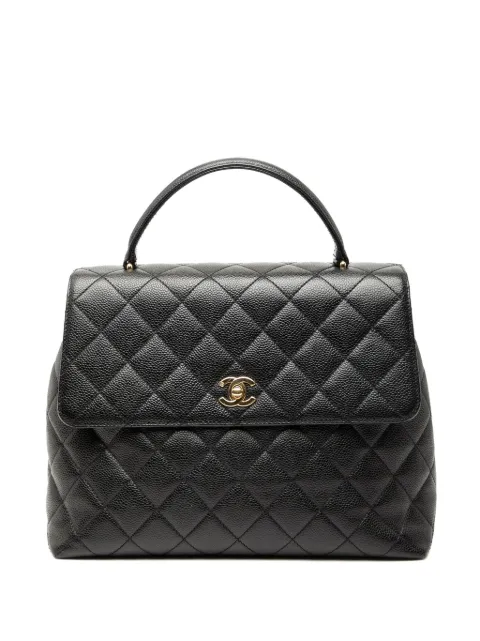 CHANEL Pre-Owned 2002-2003 CC Quilted Caviar Kelly Top Handle Bag handbag