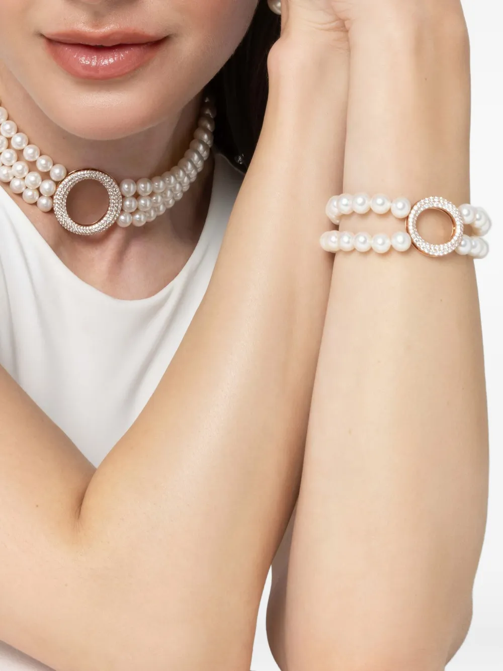 Yoko London 18k Rose Gold Pearl And Diamond Bracelet In Pink