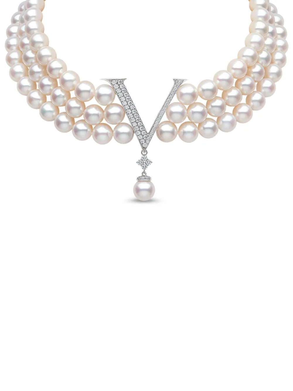 Yoko London 18k Rose Gold Freshwater Pearl Diamond Y Choker In Gold