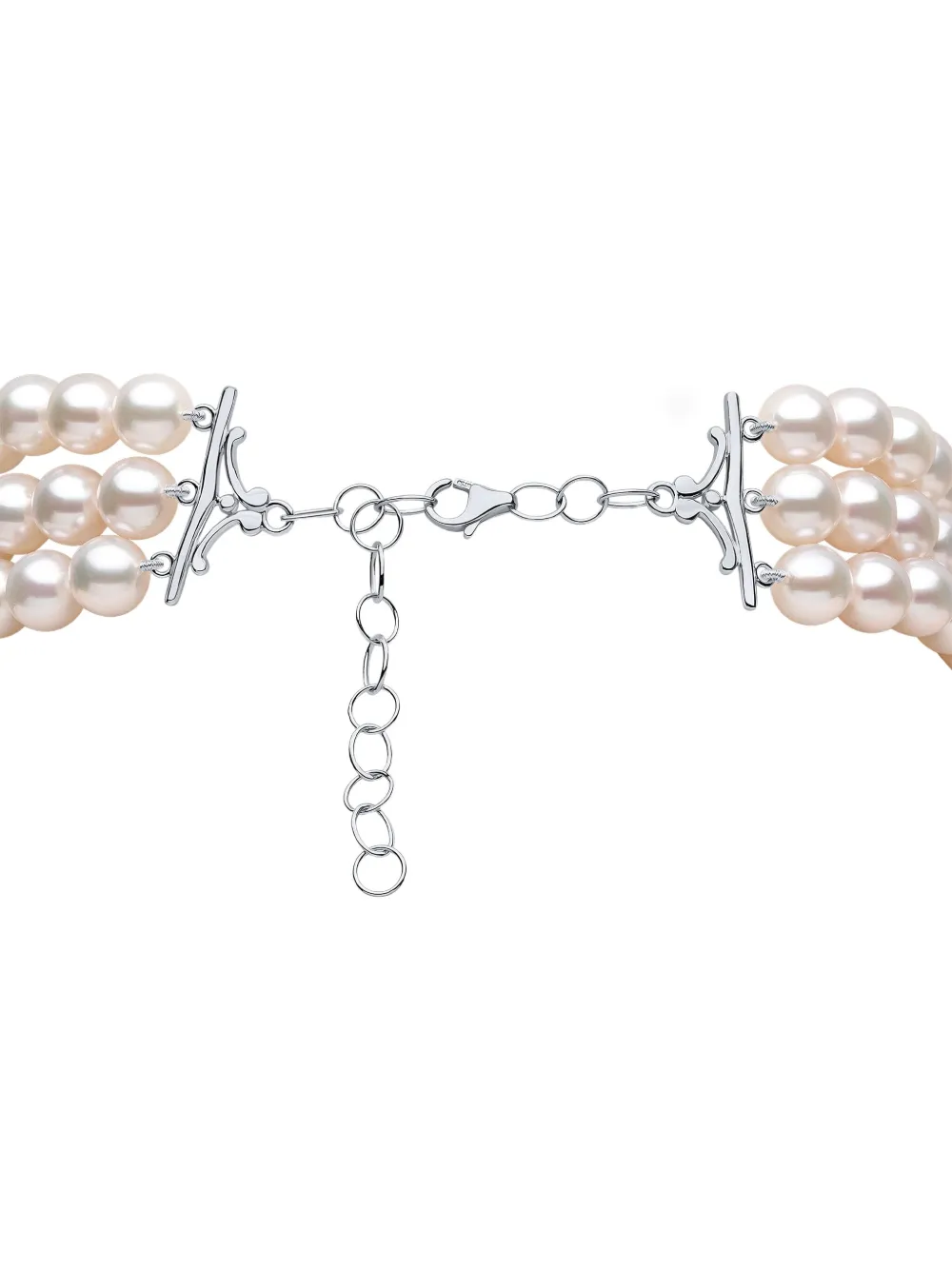 Yoko London 18k White Gold Akoya Pearl And Diamond Necklace In Silver