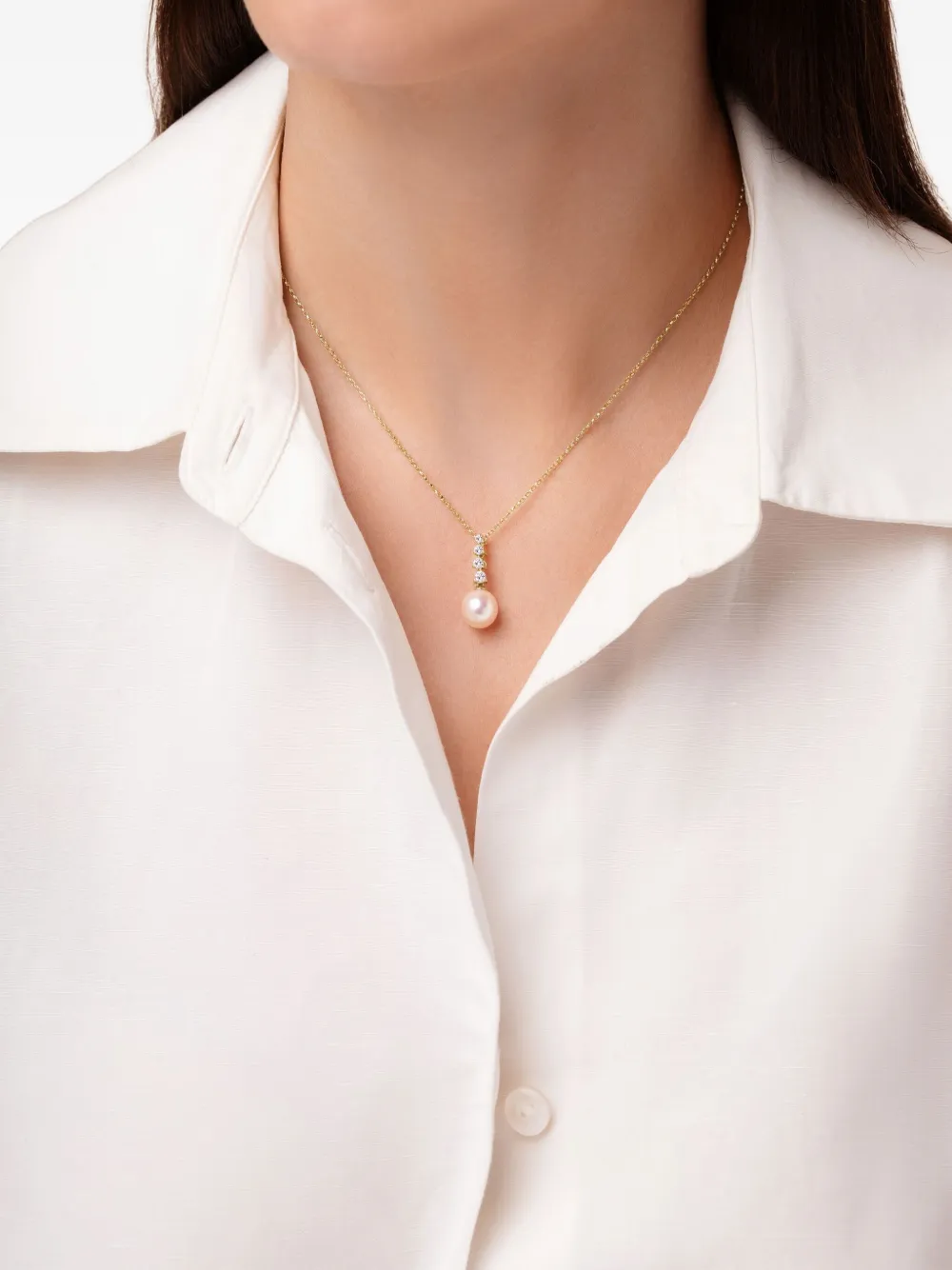 18k Yellow Gold Akoya Pearl And Diamond Pendant