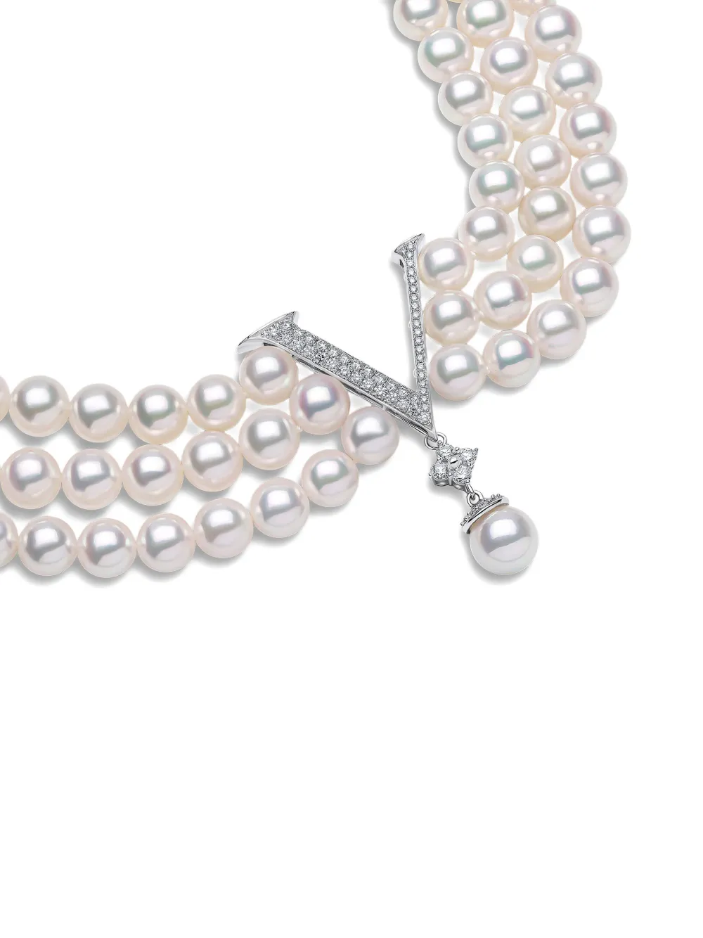 Yoko London 18k White Gold Akoya Pearl And Diamond Necklace In White