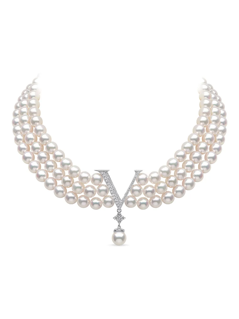 Yoko London 18k White Gold Akoya Pearl And Diamond Necklace In White