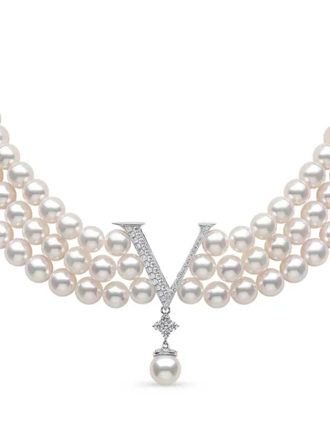 Yoko London 18K white gold akoya pearl and diamond necklace