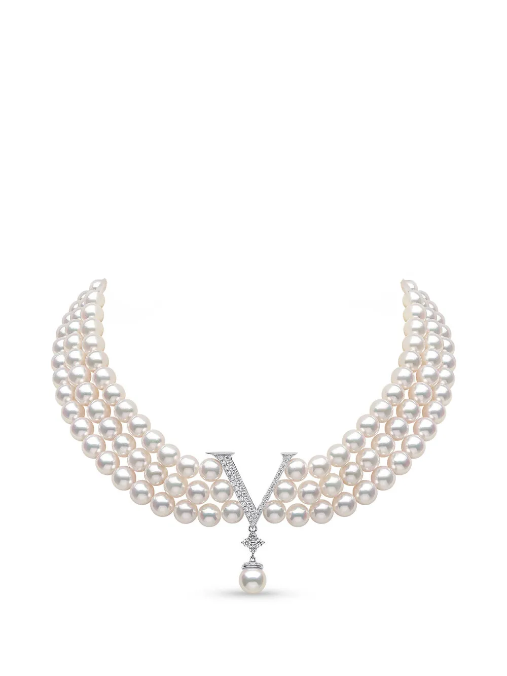 Yoko London 18K white gold akoya pearl and diamond necklace - Argento