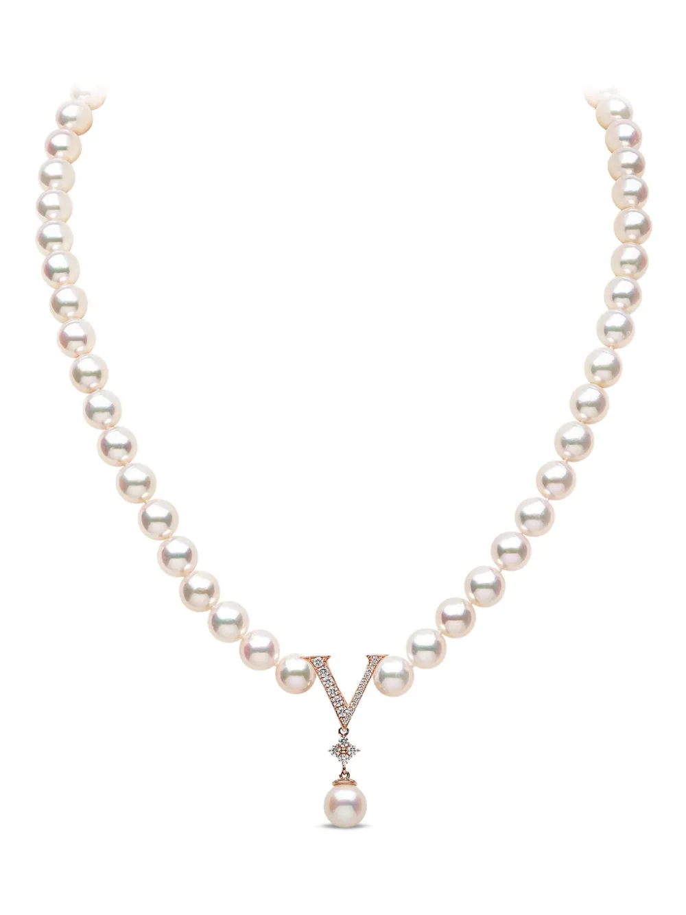Yoko London 18K rose gold akoya pearl and diamond necklace - Rosa