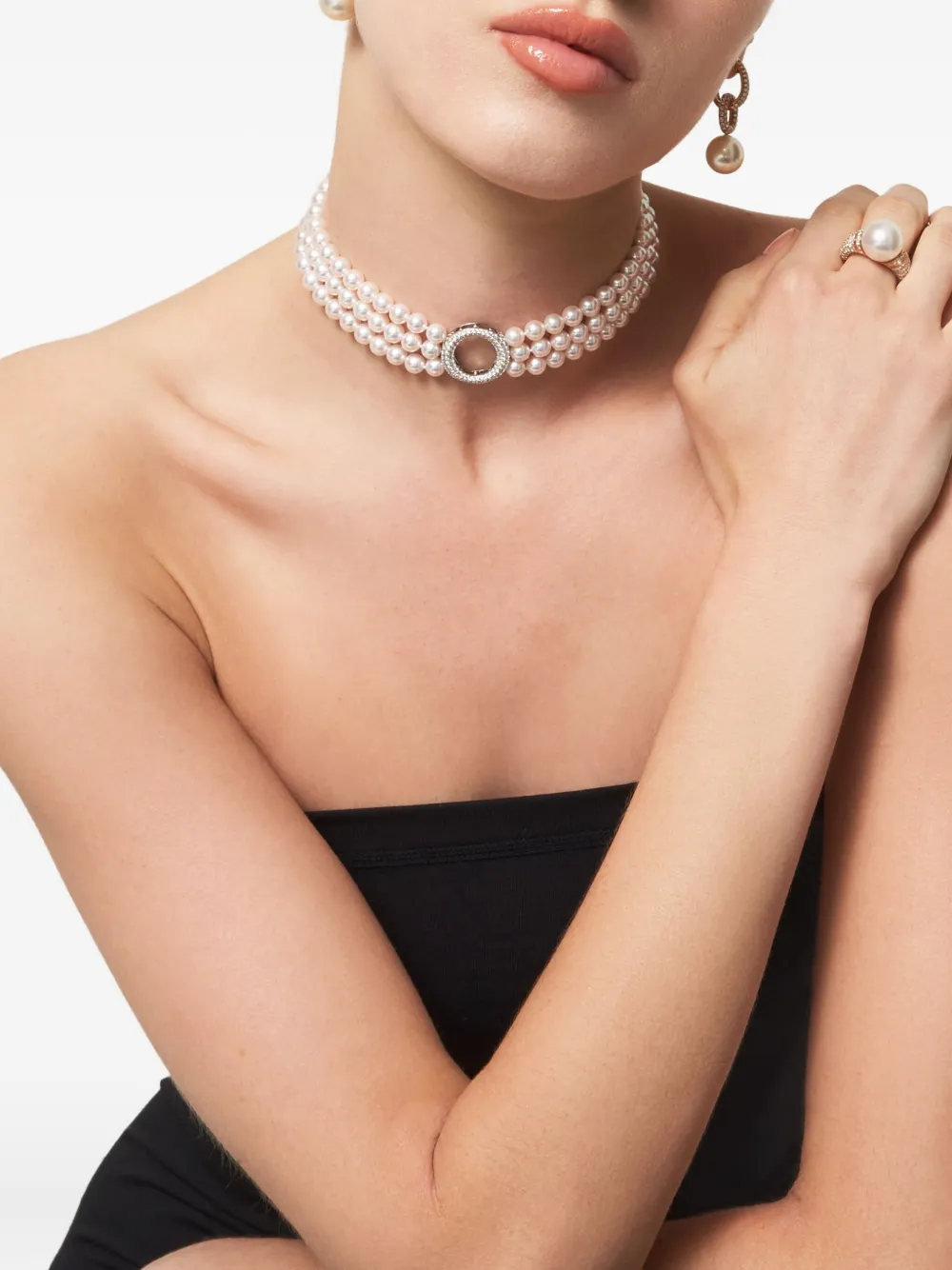 Yoko London 18k White Gold Akoya Pearl And Diamond Necklace In Silver