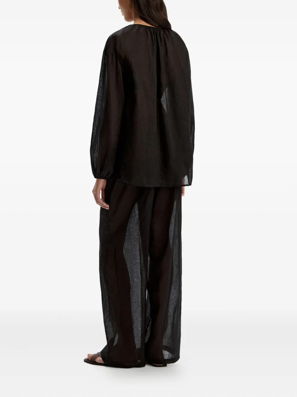 12 Storeez Drawstring Trousers In Black