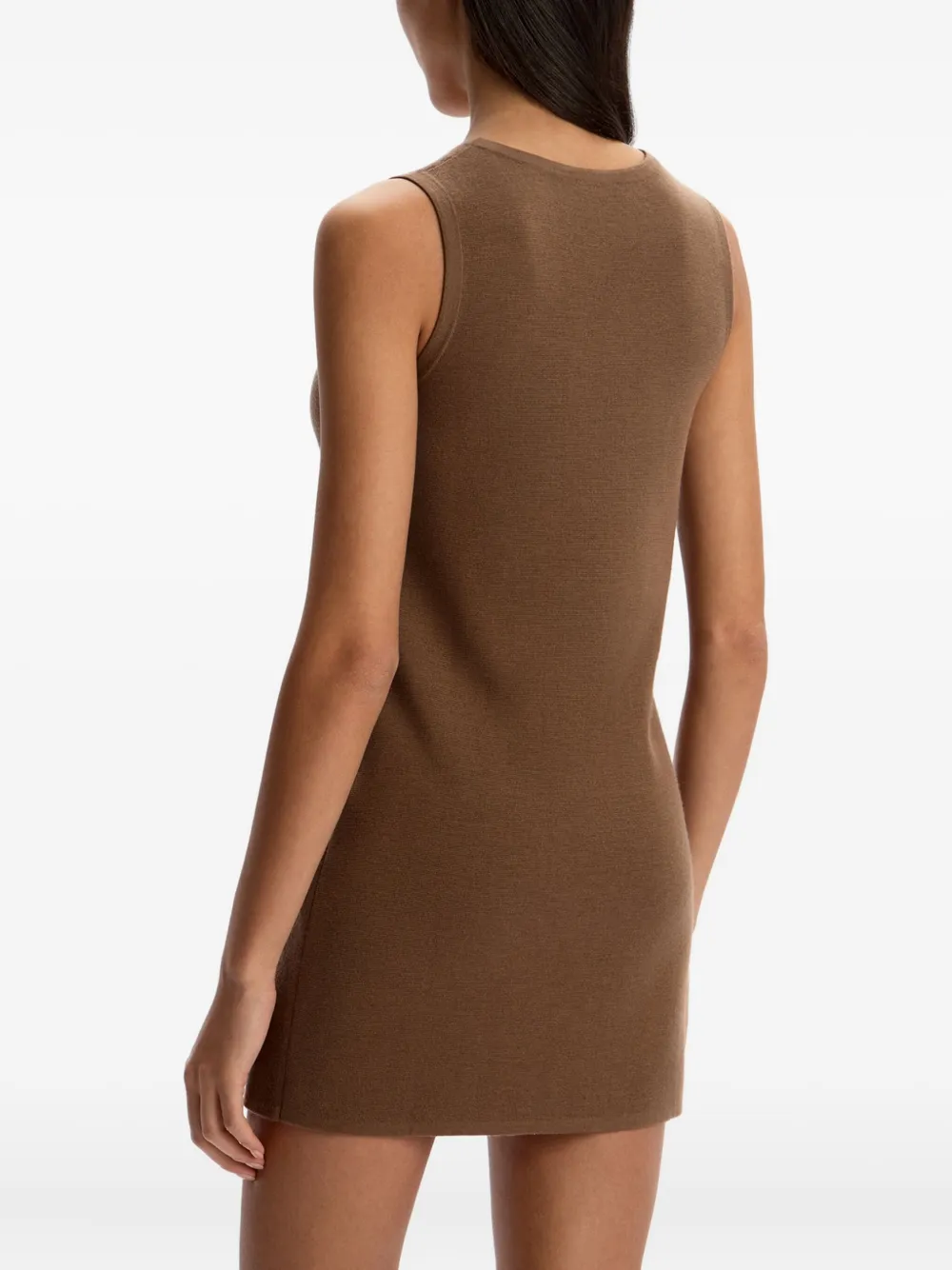 12 STOREEZ Mouwloze mini-jurk met diepe hals Bruin