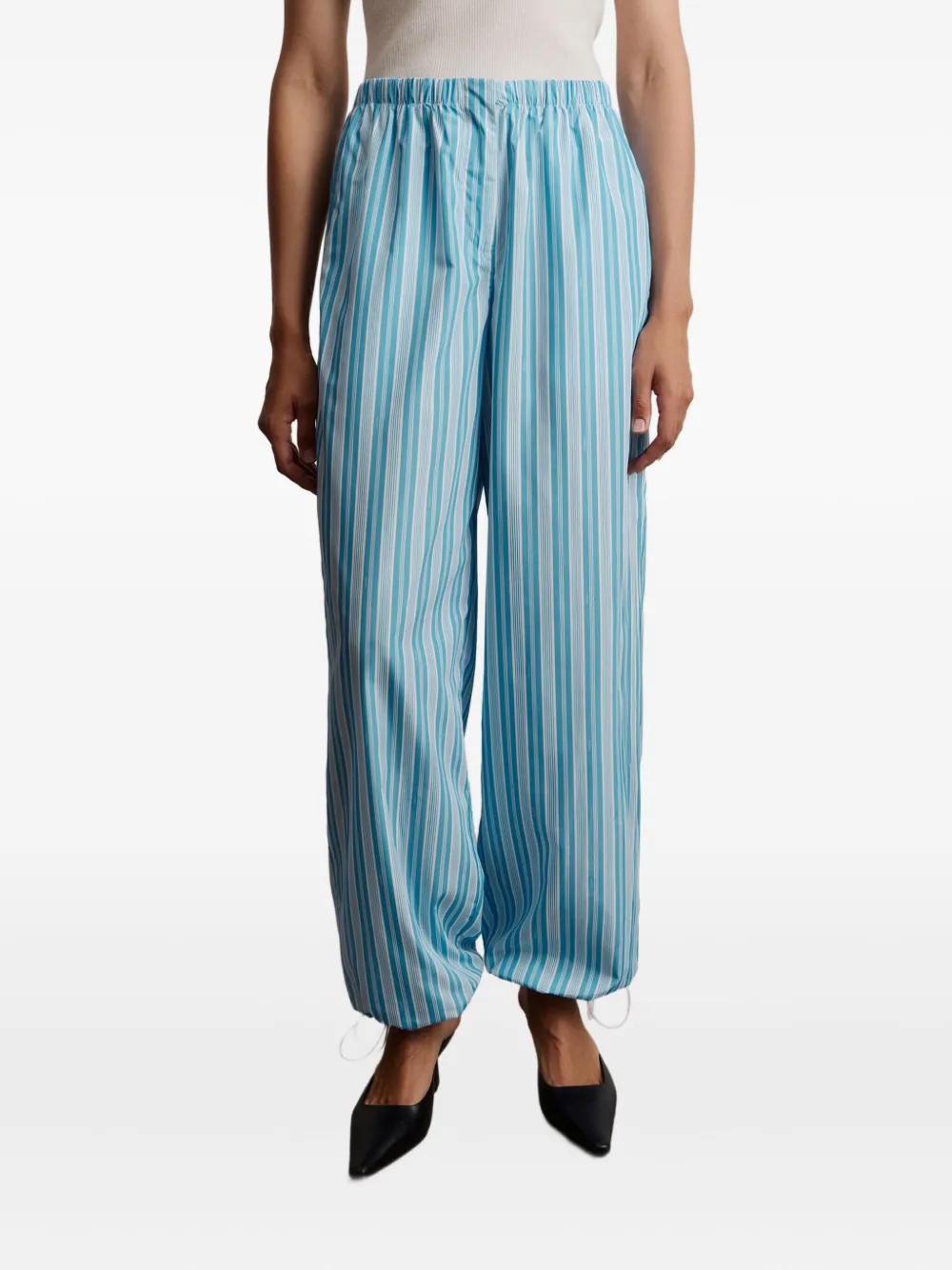 12 Storeez Striped Trousers In Animal Print