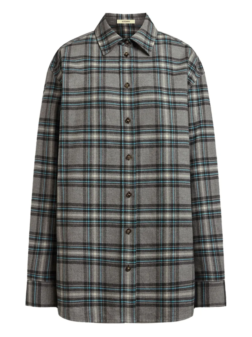 12 Storeez Cotton Flannel Shirt In Gray