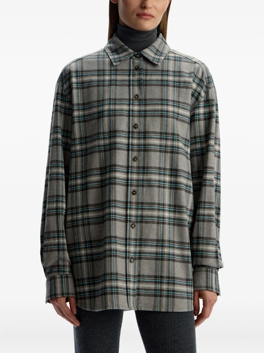 12 Storeez Cotton Flannel Shirt In Gray