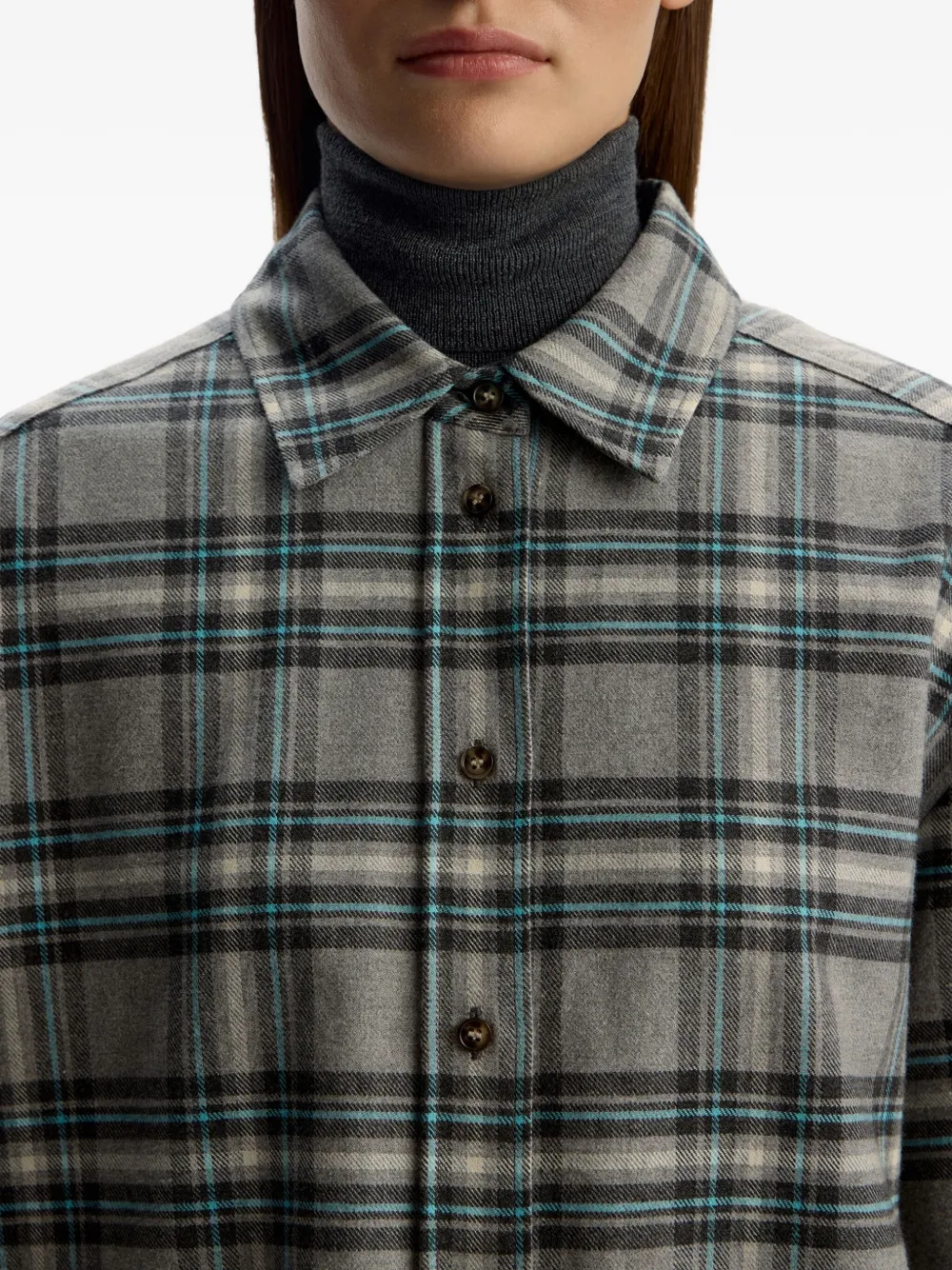 12 Storeez Cotton Flannel Shirt In Gray