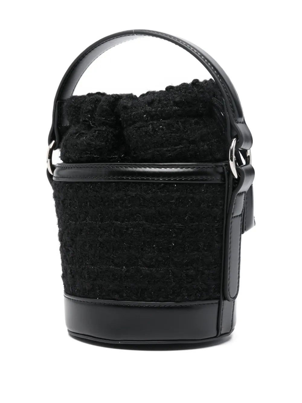 Mc2 Saint Barth Mini Mila Tweed Bucket Bag In Black