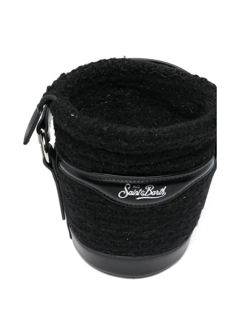 Mc2 Saint Barth Mini Mila Tweed Bucket Bag In Black