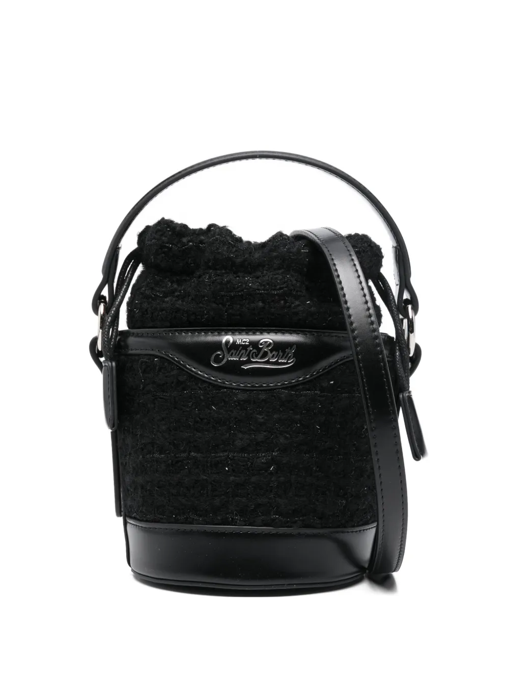 Mc2 Saint Barth Mini Mila Tweed Bucket Bag In Black