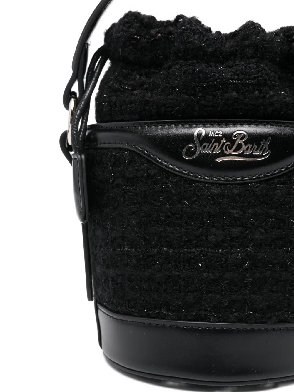 Mc2 Saint Barth Mini Mila Tweed Bucket Bag In Black