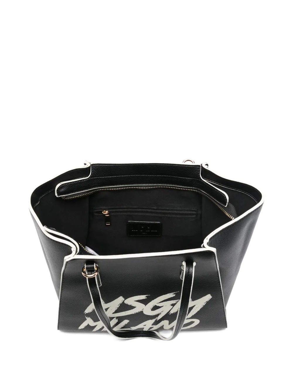 Msgm Top Handle Logo Bag In Black