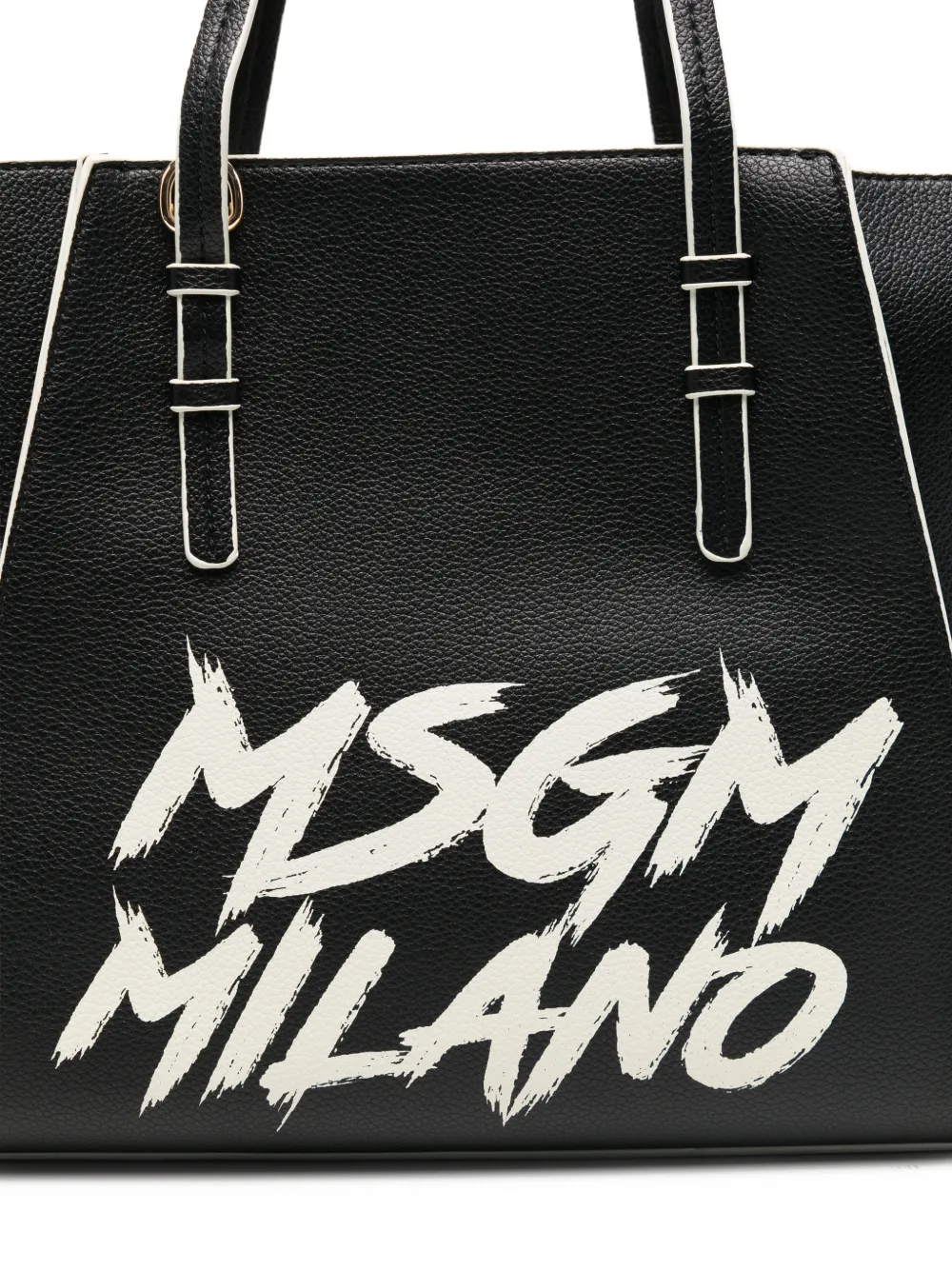 Msgm Top Handle Logo Bag In Black