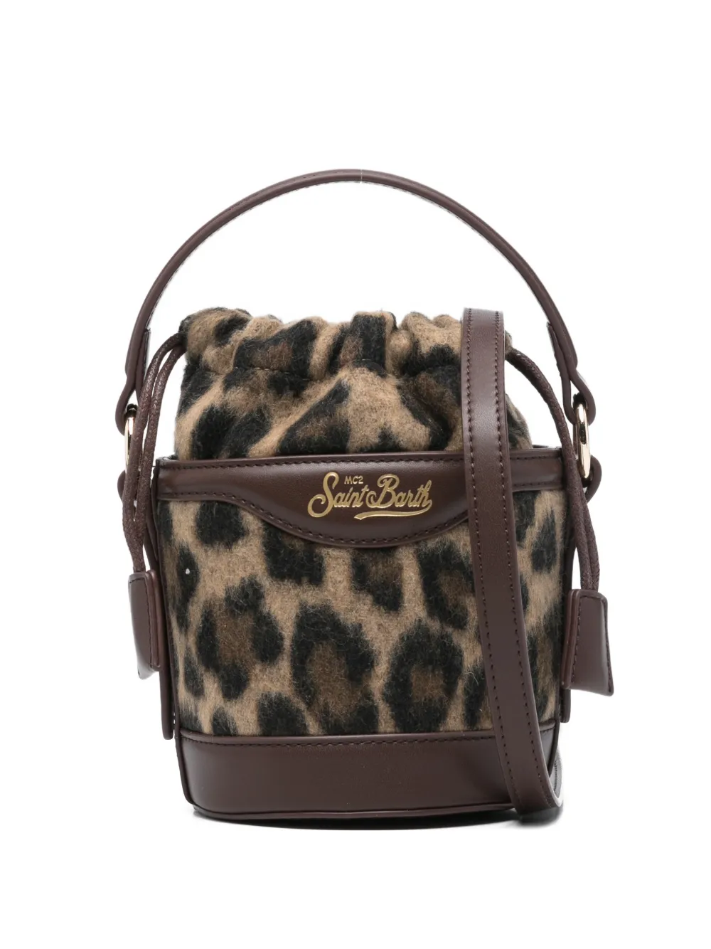 MC2 Saint Barth mini Mila leopard-print bucket bag Bruin