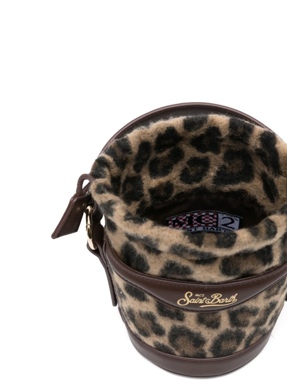 MC2 Saint Barth mini Mila leopard-print bucket bag Bruin