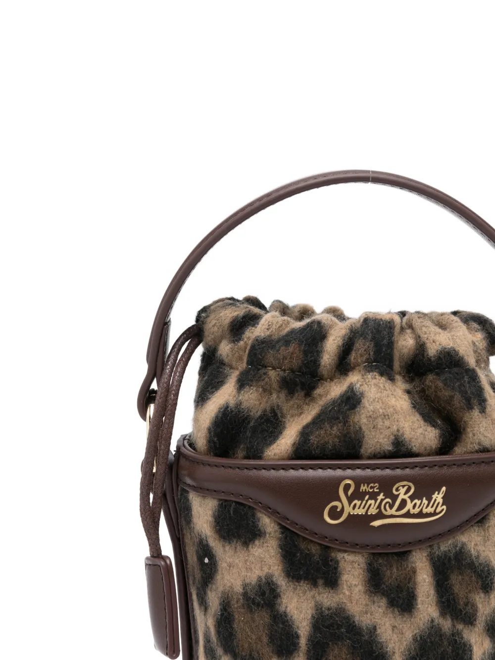 MC2 Saint Barth mini Mila leopard-print bucket bag Bruin