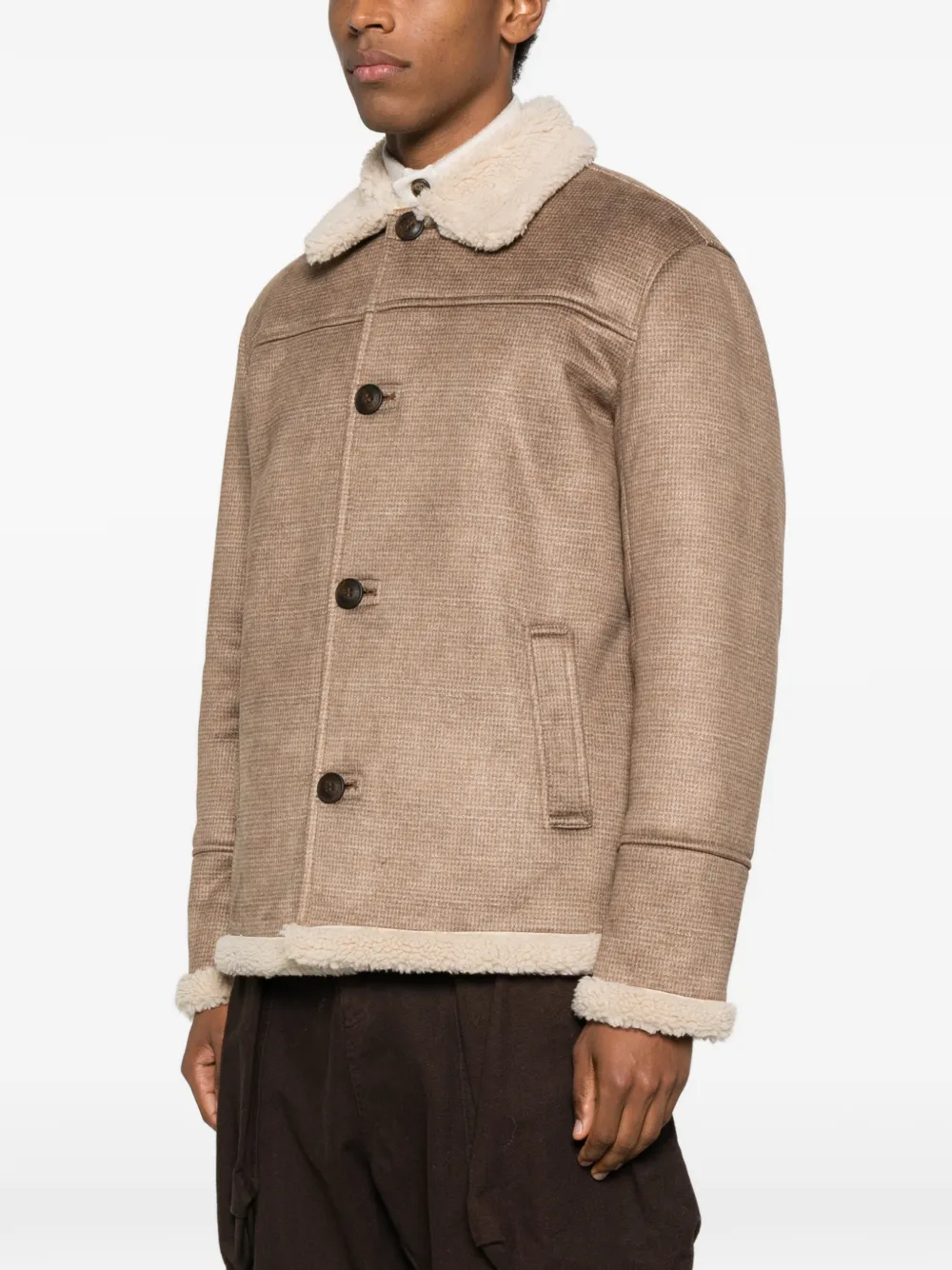 Mc2 Saint Barth Shearling Collar Coat In Brown