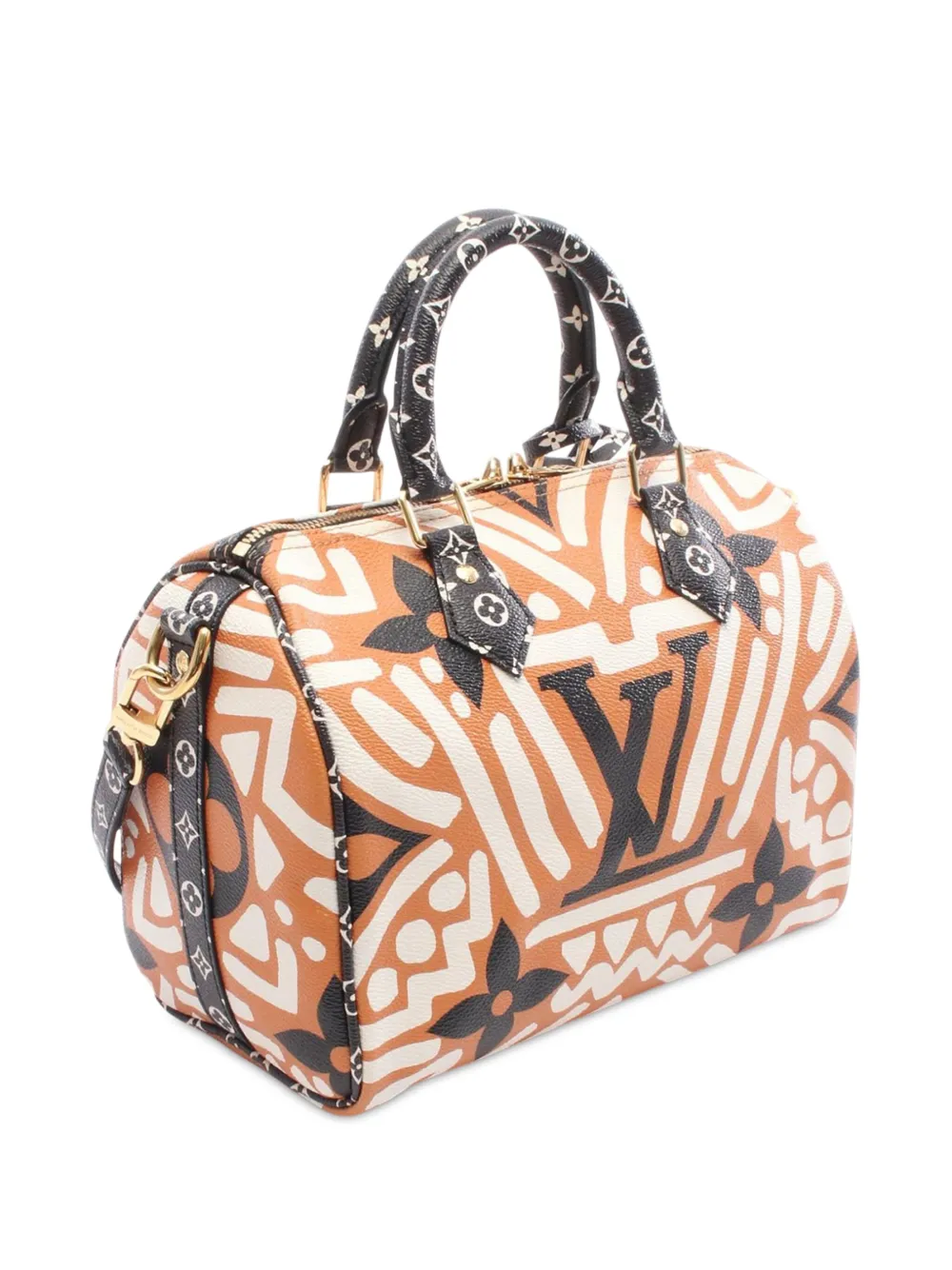 Pre-owned Louis Vuitton 2021-2025 Monogram Giant Crafty Speedy Bandouliere 25 Satchel In Orange