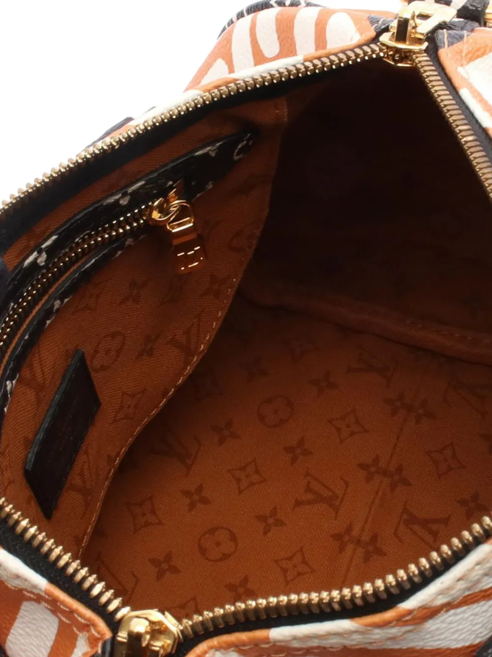 Pre-owned Louis Vuitton 2021-2025 Monogram Giant Crafty Speedy Bandouliere 25 Satchel In Orange