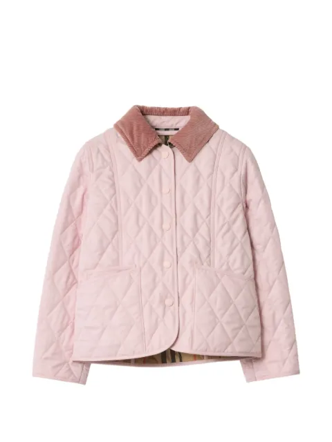 Burberry Kids Jaqueta matelassê com gola em veludo cotelê