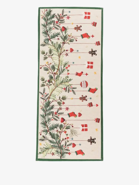 TESSITURA TOSCANA TELERIE Rudy 51x119 christmas print rug