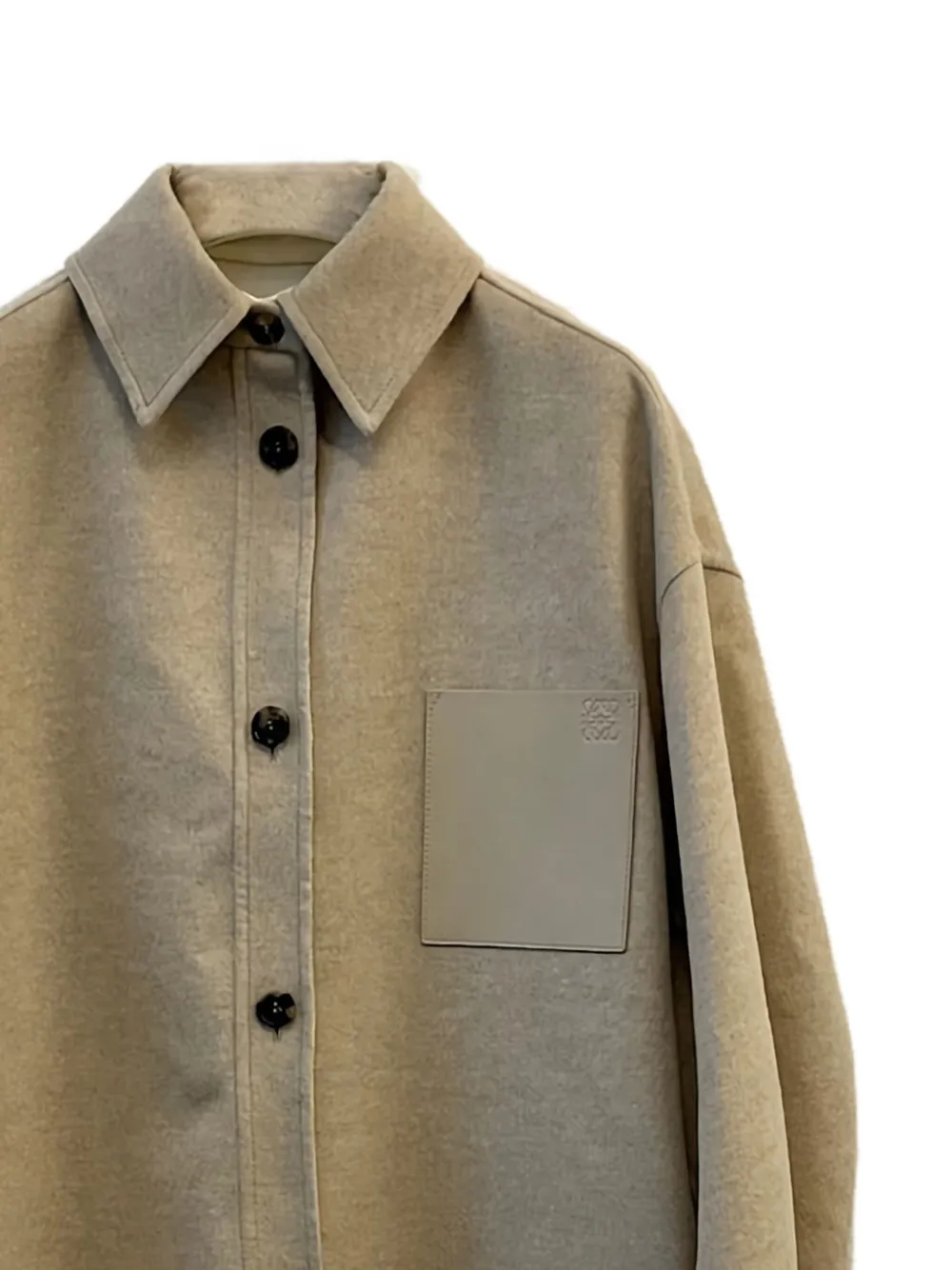  Loewe Anagram Buttoned Patch-pocket Overshirt - Neutrals 