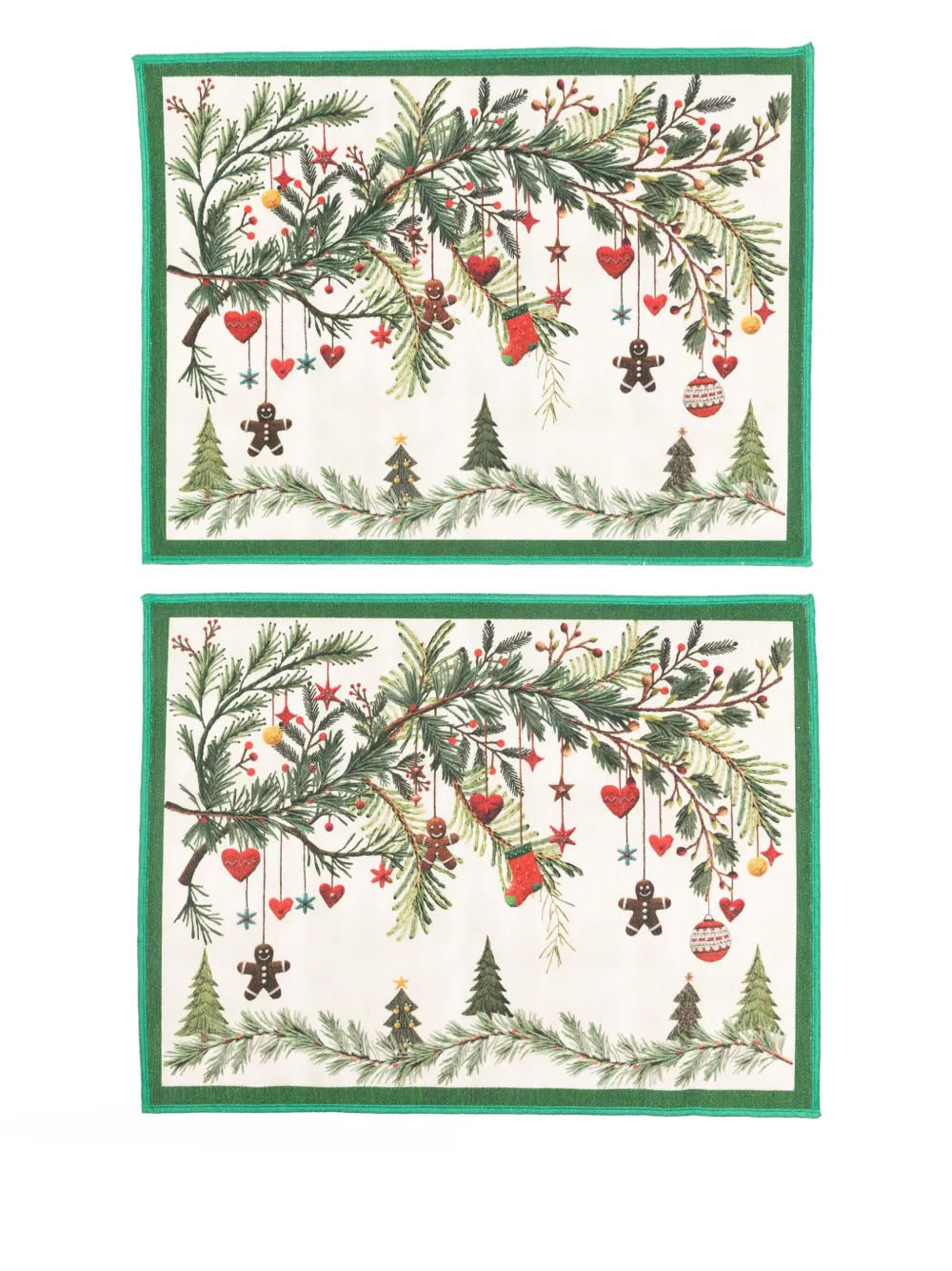 TESSITURA TOSCANA TELERIE Rudy christmas tree print placemat (pack of two) | Neutrals | Image 1