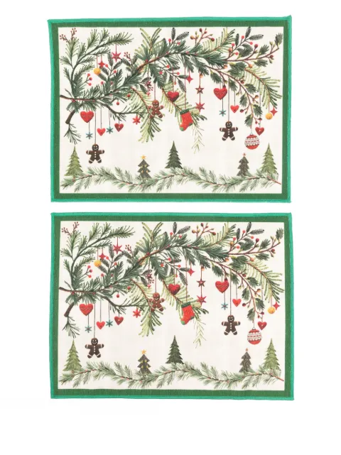 TESSITURA TOSCANA TELERIE Rudy christmas tree print placemat (pack of two)