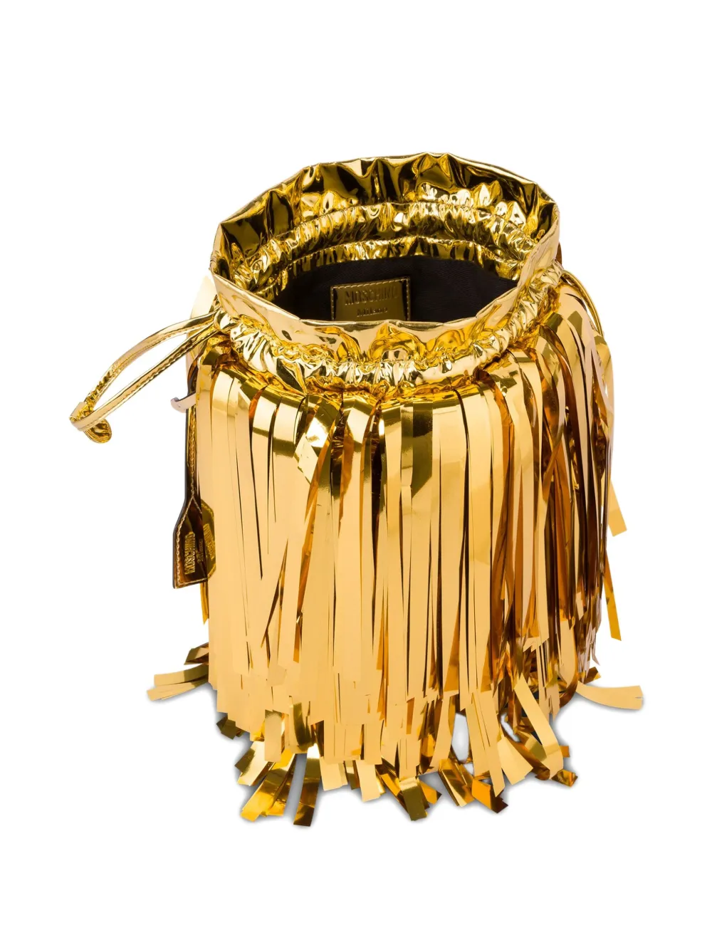 Moschino Mirror Effect Bucket Bag In Gold