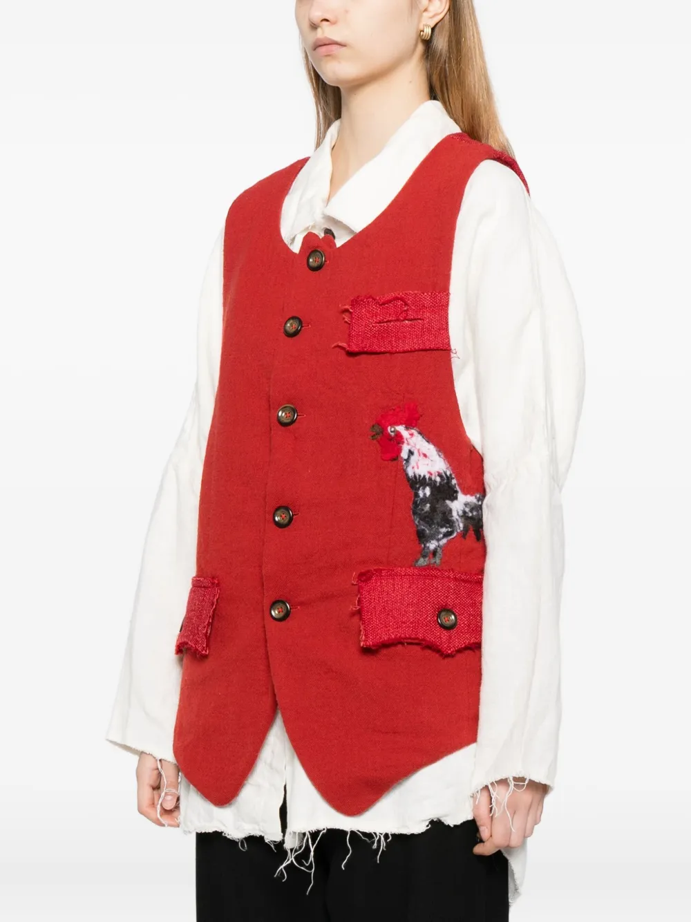 Gg In Red Wool Vest In Red