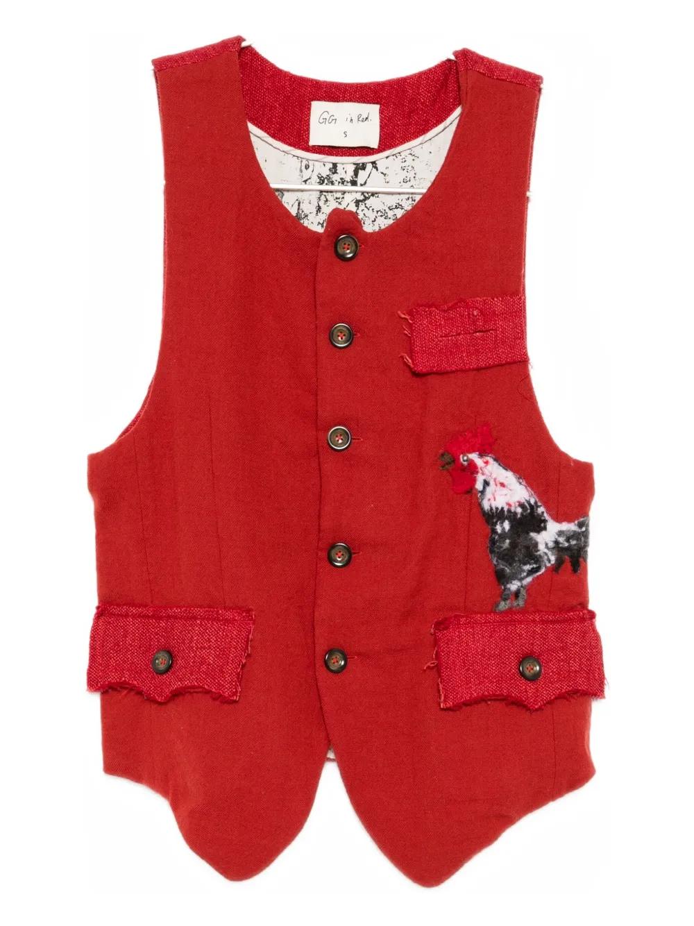 Gg In Red Wool Vest In Red