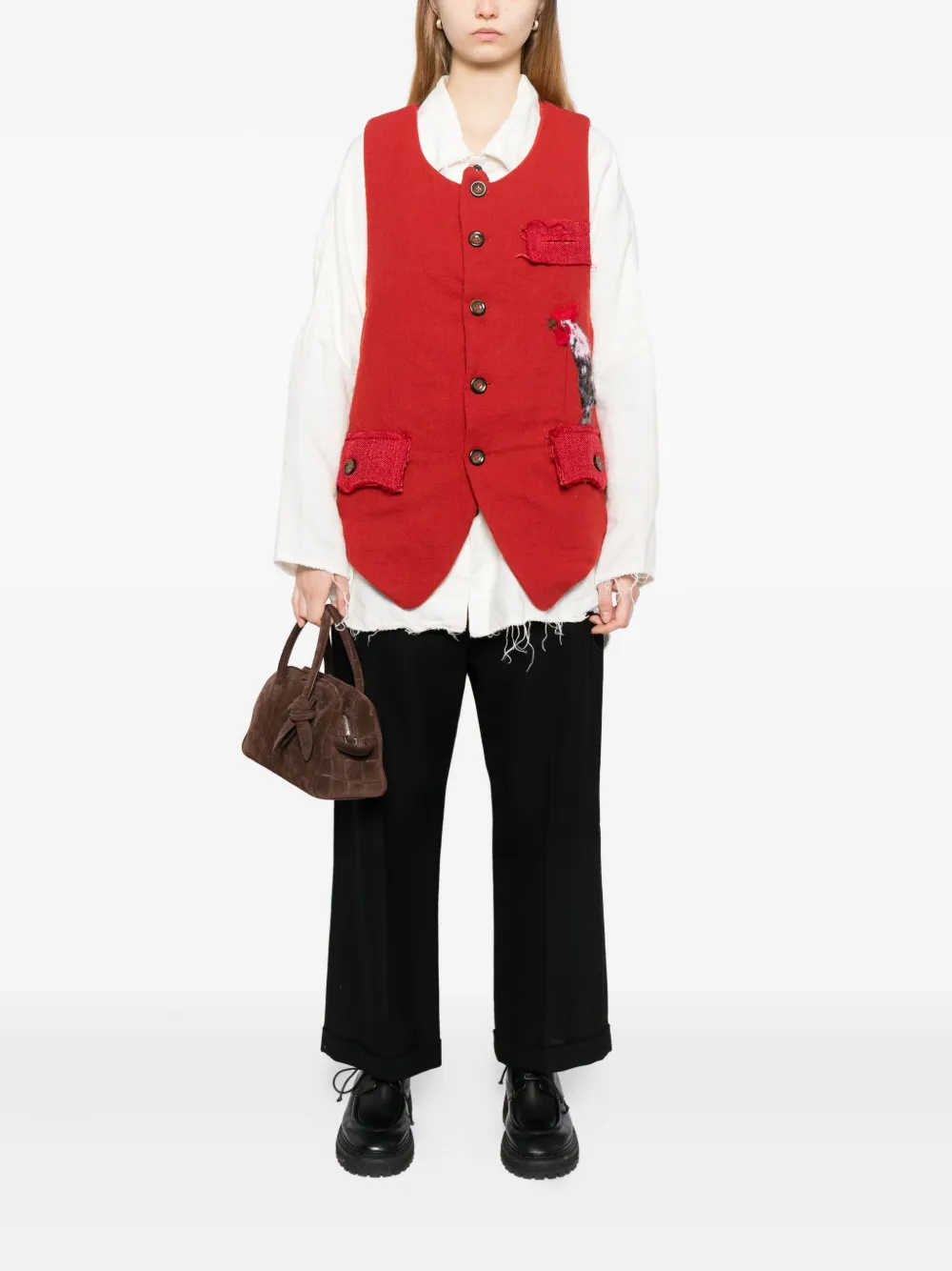 Gg In Red Wool Vest In Red