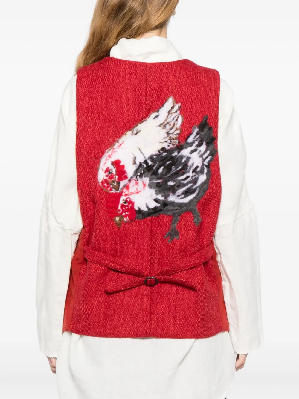 Gg In Red Wool Vest In Red