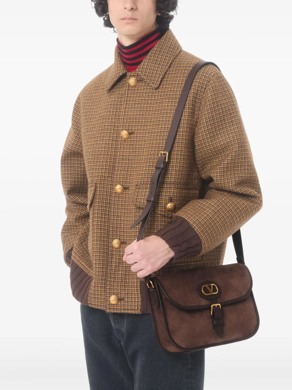 Valentino Garavani Antibes suede shoulder bag - Bruin