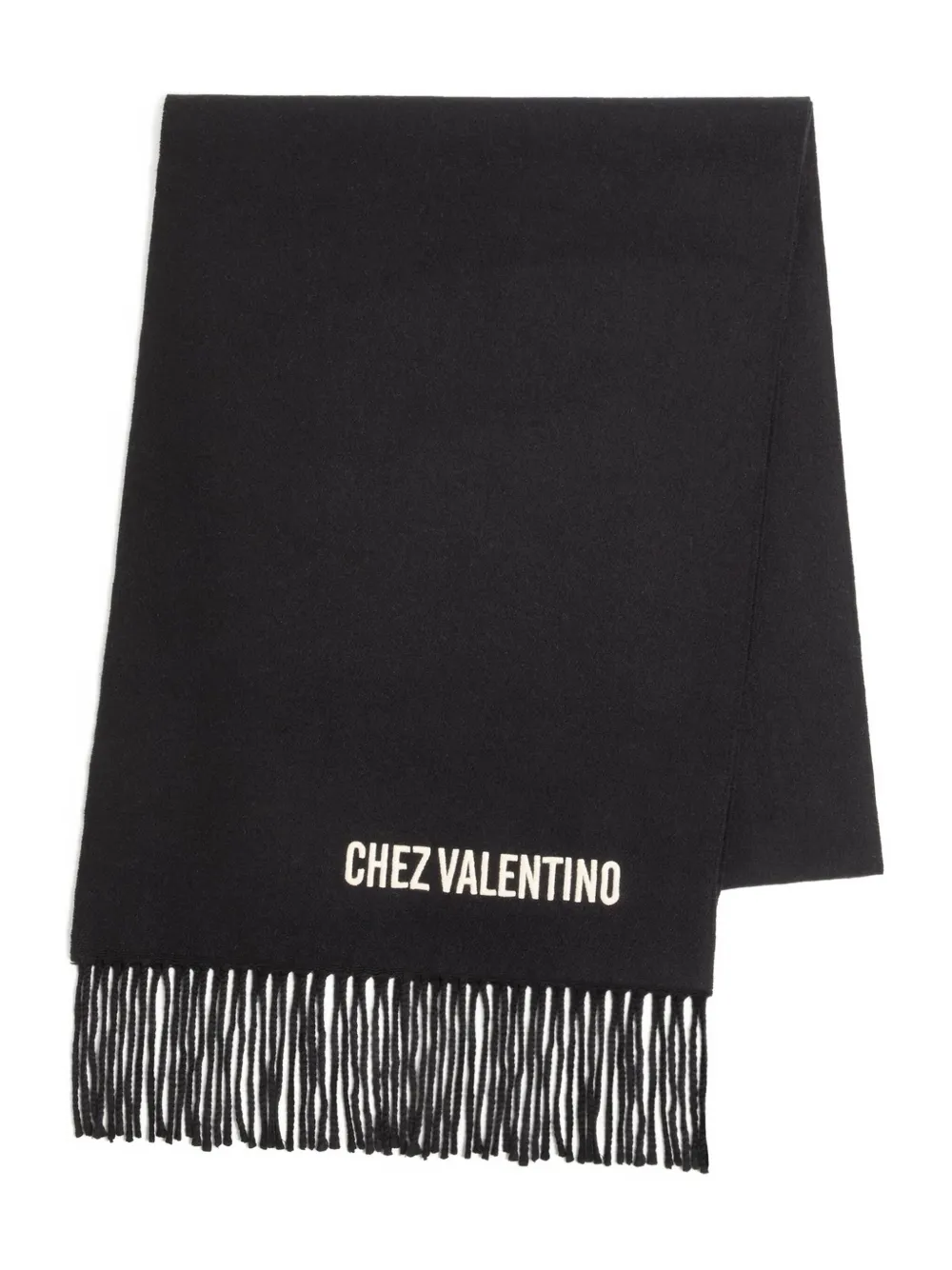 Valentino Garavani Chez-embroidery fringed scarf - Zwart