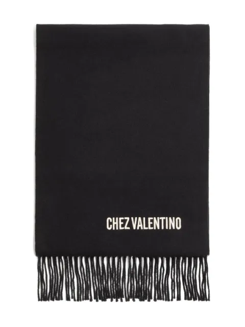 Valentino Garavani Chez-embroidery fringed scarf