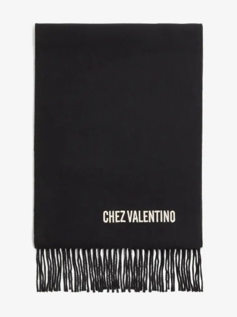 Valentino Garavani Chez -embroidery fringed scarf
