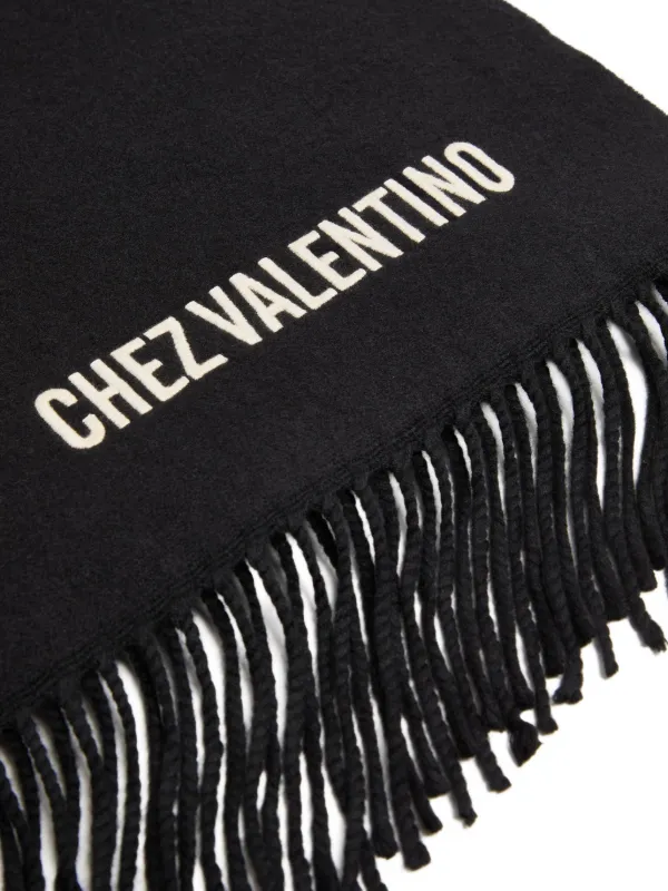 Valentino Garavani Chez-embroidery Fringed Scarf | Black | FARFETCH