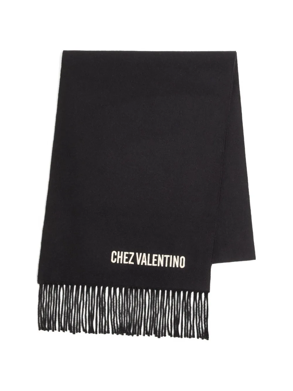 Valentino Garavani Chez Valentino-embroidery fringed scarf - Schwarz