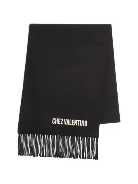 Valentino Garavani Chez -embroidery fringed scarf
