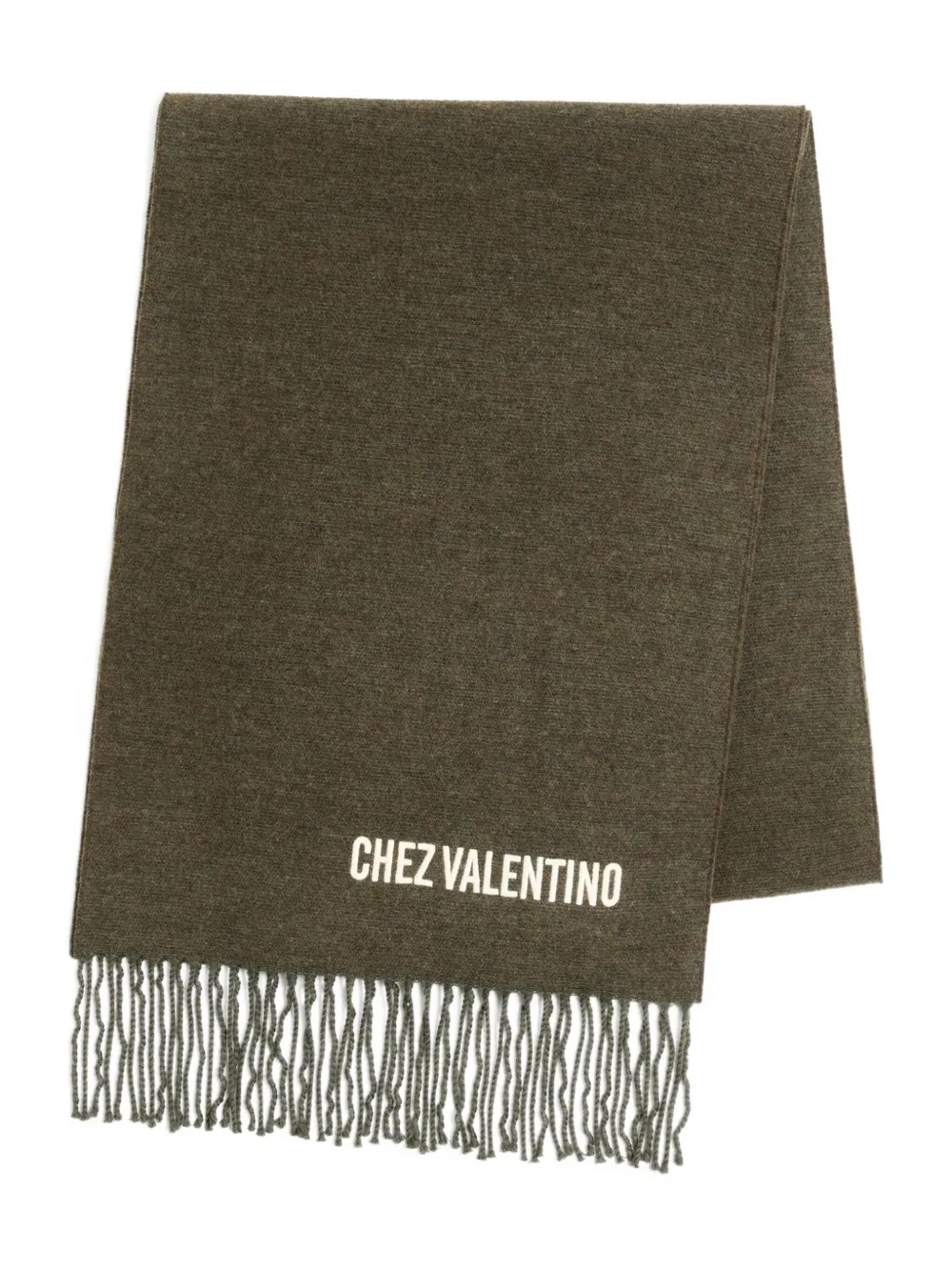 Valentino Garavani Chez-embroidery fringed scarf - Groen
