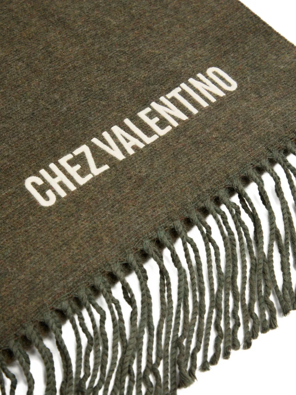 Valentino Garavani Sjaal met franje en Chez-borduurwerk Groen