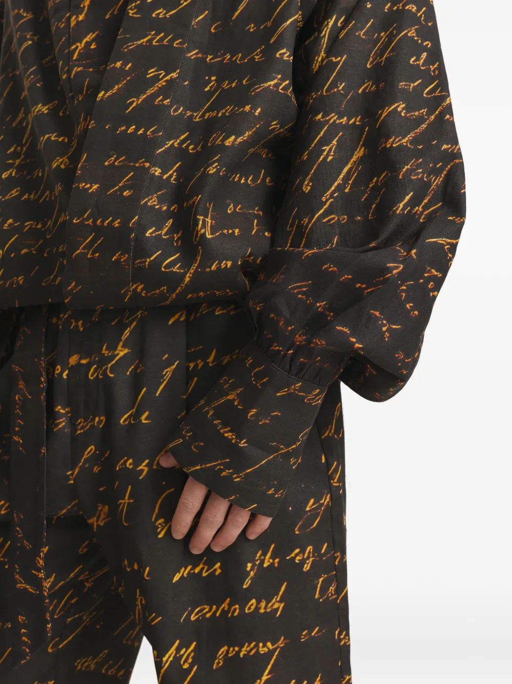 Irina Voinea Writings Balloon-sleeve Jacket In Brown