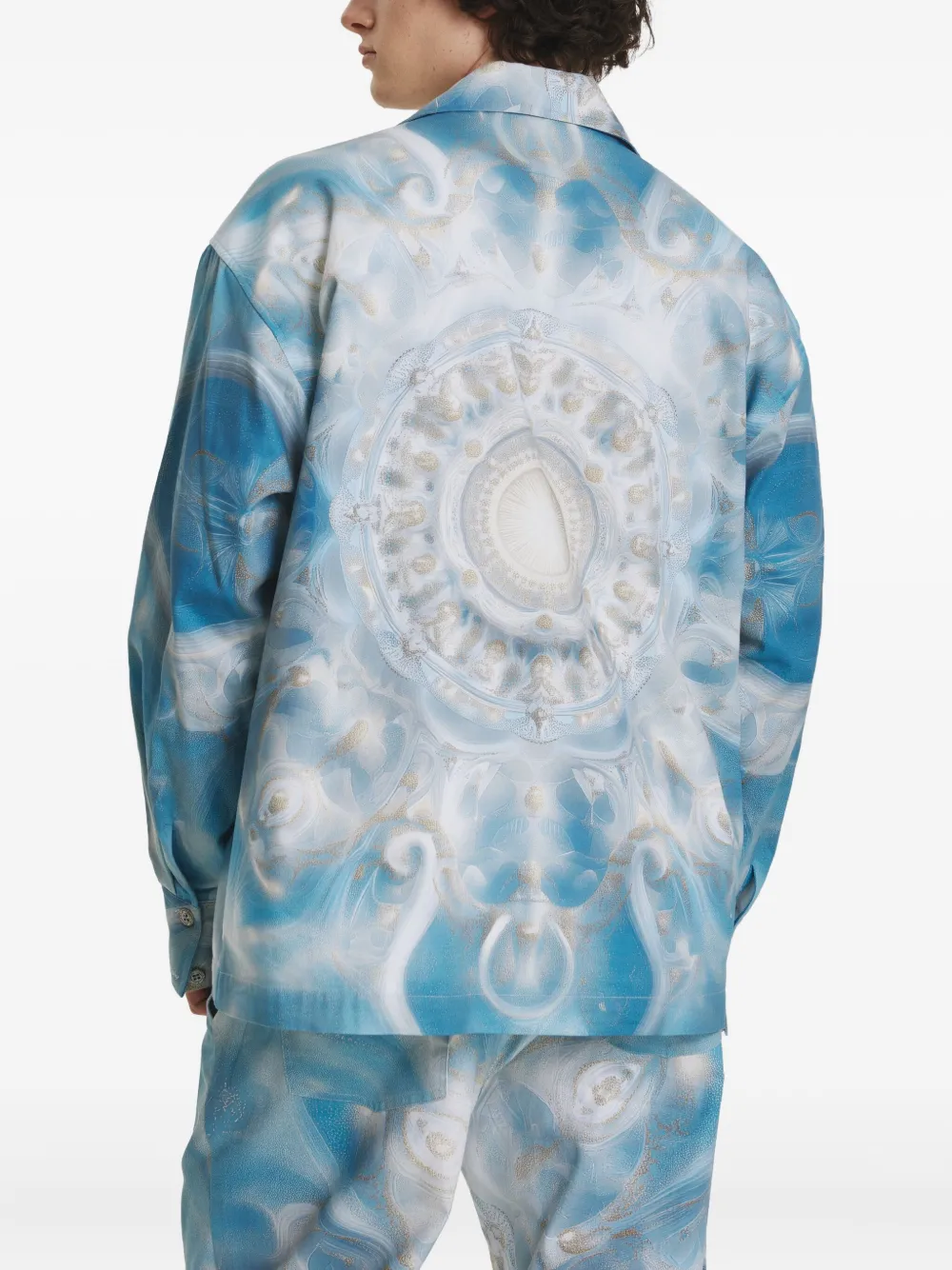 IRINA VOINEA Shirtjack met print Blauw